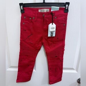 NWT Kids Red Splatter Paint Jeans, Size 4T